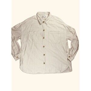 Hollister Women’s Oversized Shirt Jacket Brown Cream Check XL Shacket Flannel